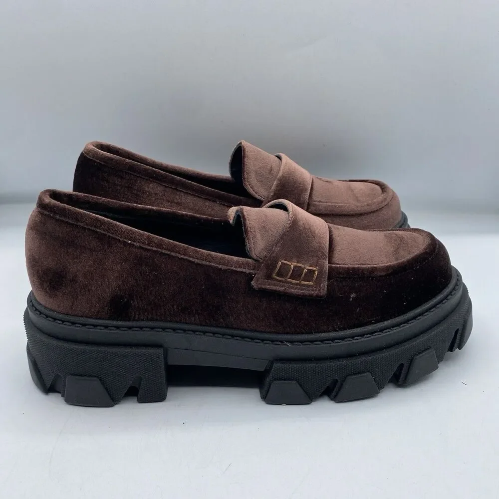 Alohas Women Platform Loafers Shoes Women 9 EU 40 Black Trailblazer Leather NWOB
